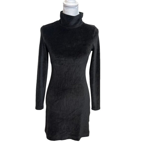 Everlane The Velour Mini Dress Black Mock Neck Long Sleeves Womens Size XS New - Picture 3 of 12